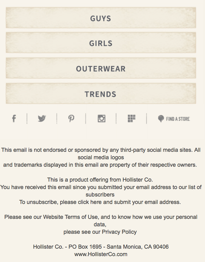 hollister co email
