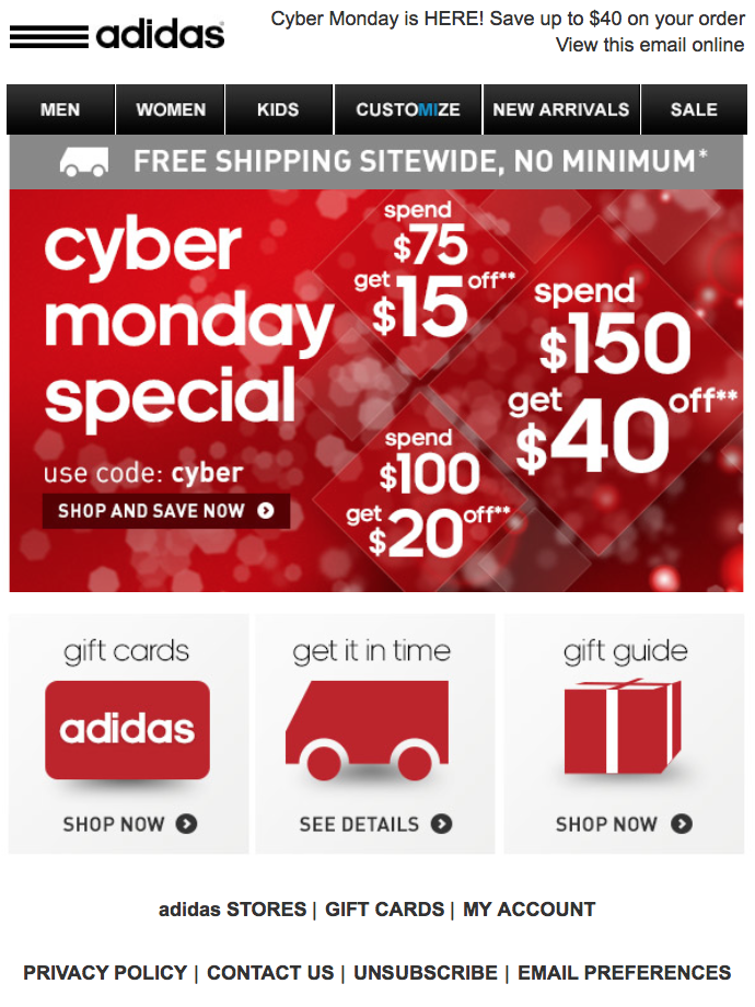 adidas gift card cyber monday