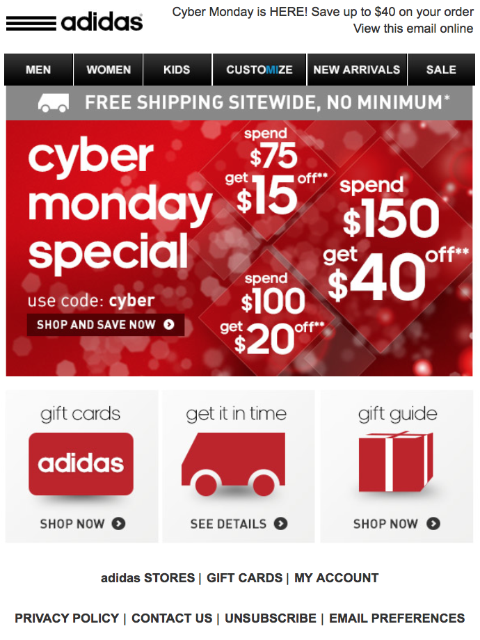 adidas cyber monday 2018