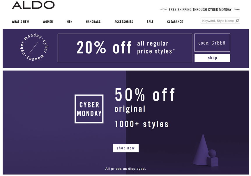 aldo cyber monday