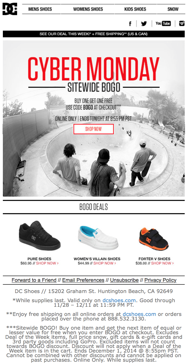 Dc shoes cyber hotsell monday sale