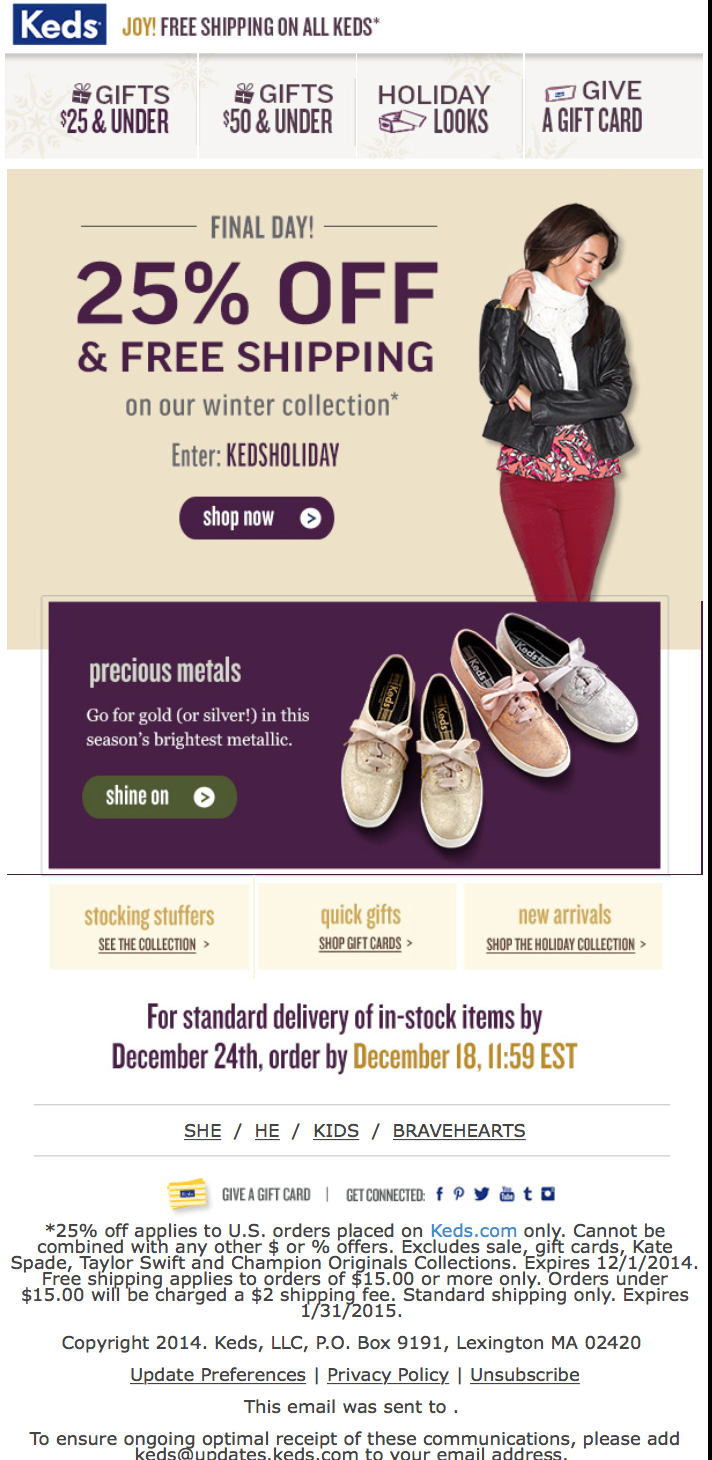 Keds coupon store code 25 off