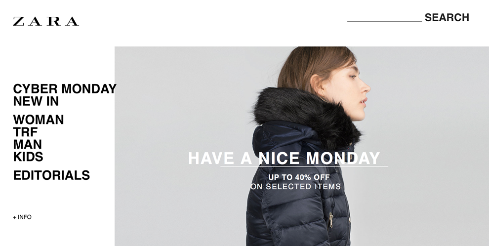 zara online cyber monday