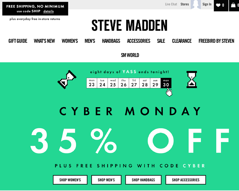 steve madden cyber monday