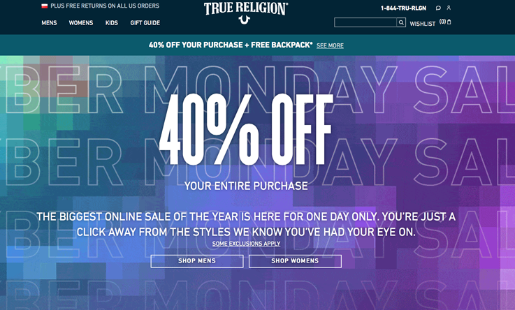 true religion cyber monday promo code