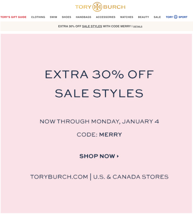 Tory Burch's After Christmas 2023 / New Year 2024 Sale - Blacker Friday