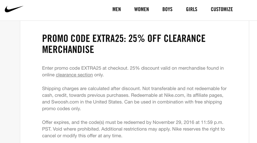 nike cyber monday promo code