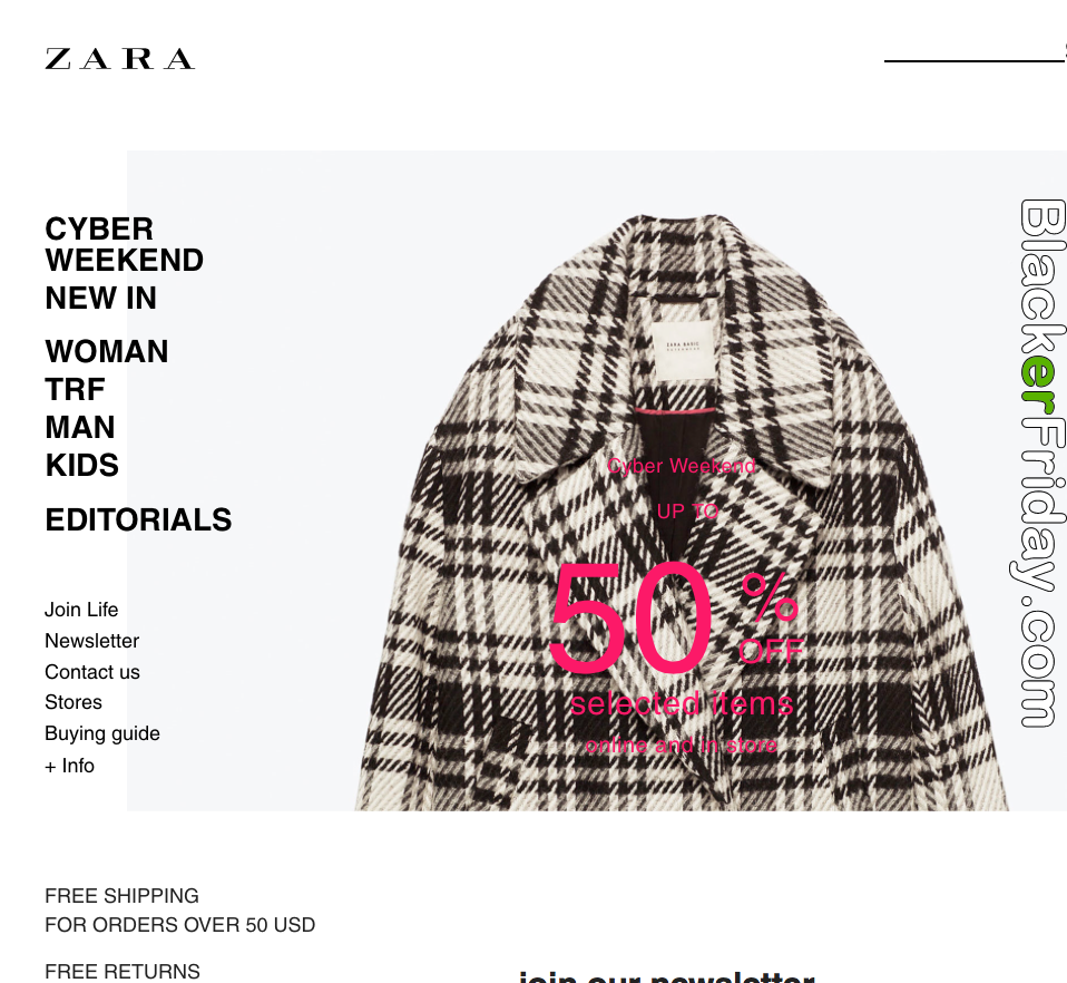 cyber monday deals zara