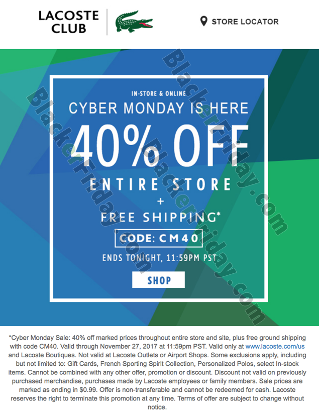 lacoste cyber monday deals