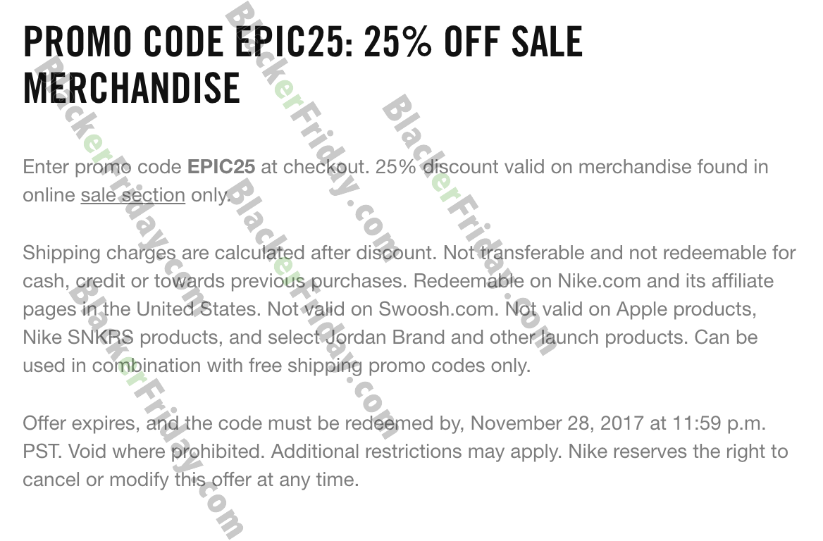 nike com 25 off promo code