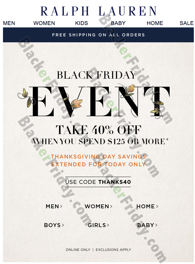 polo ralph lauren thanksgiving sale