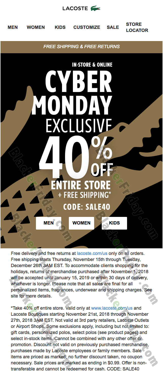 Lacoste Cyber Monday 2021 Sale - What 