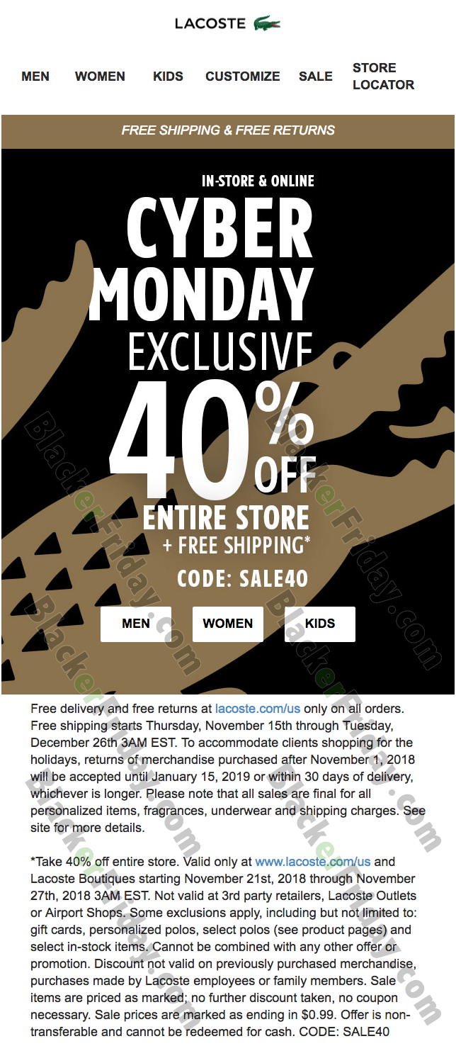 lacoste cyber monday deals