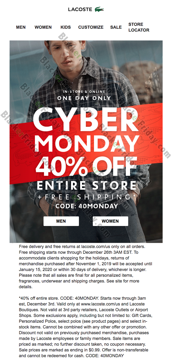 lacoste cyber monday deals