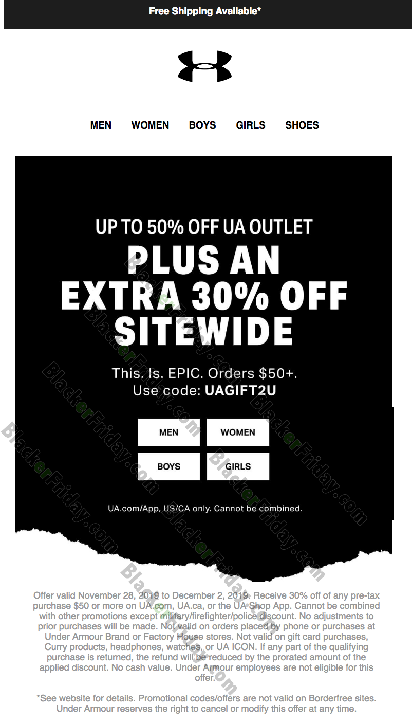 under armour cyber monday promo code