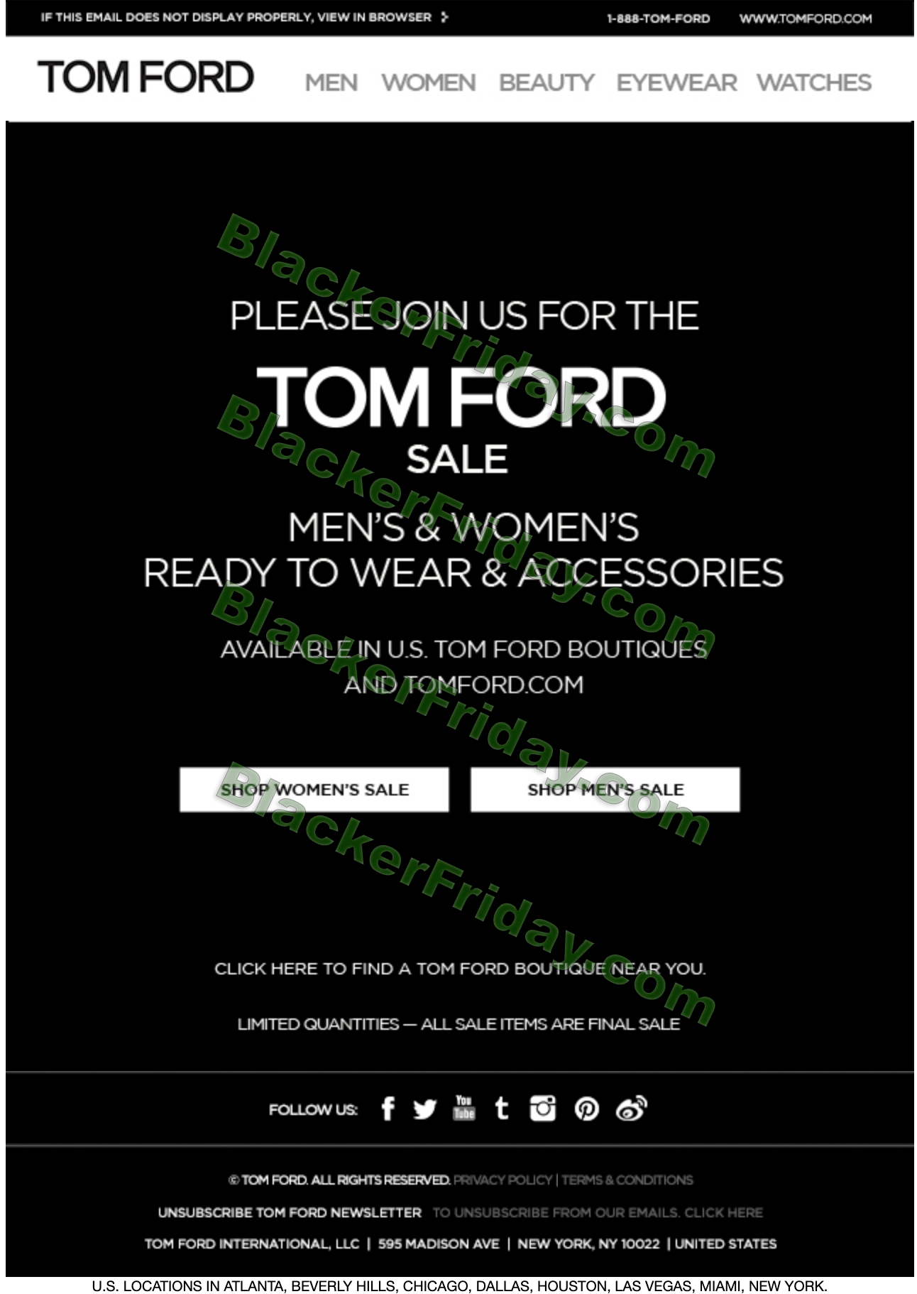 Tom Ford Black Friday 2020 Sale - What to Expect - Blacker Friday
