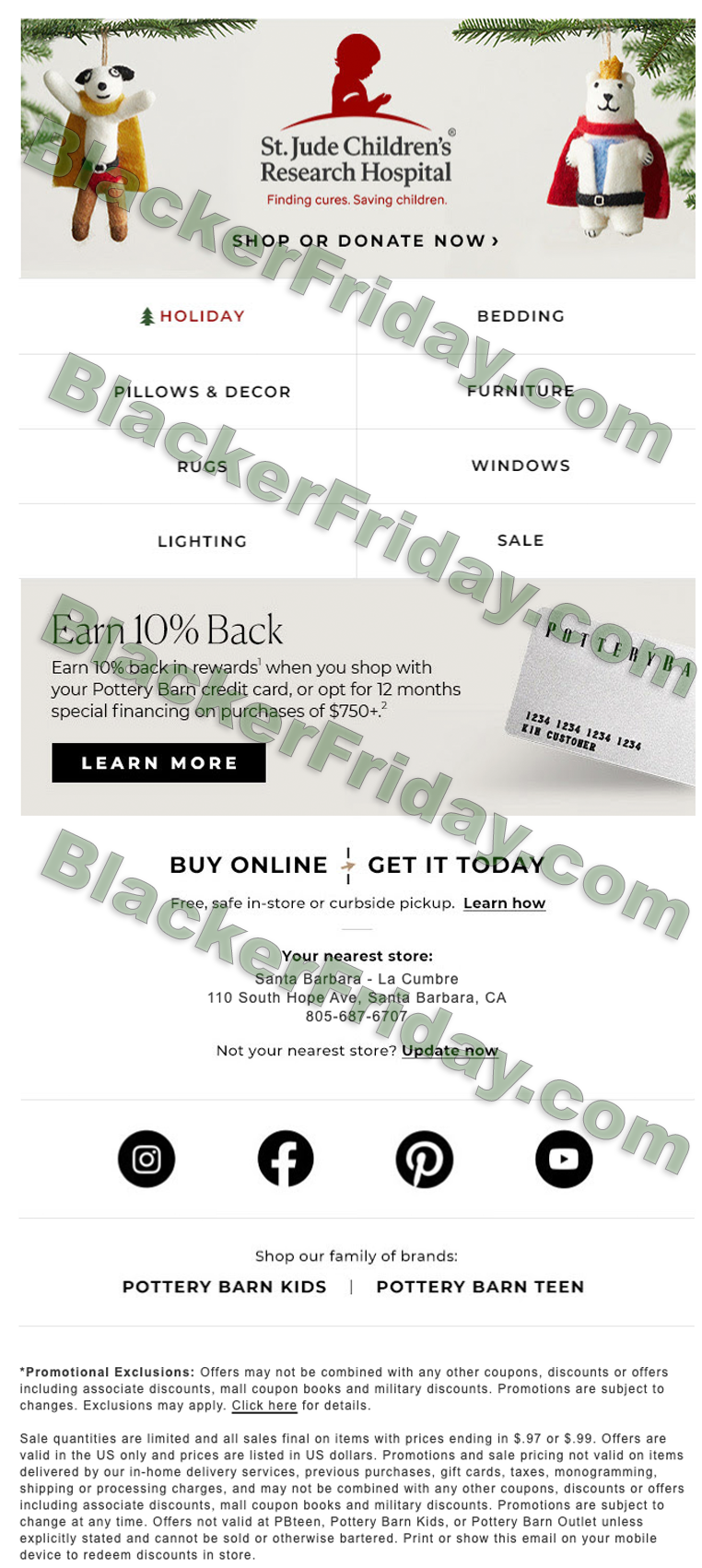 pottery barn credit card promotion